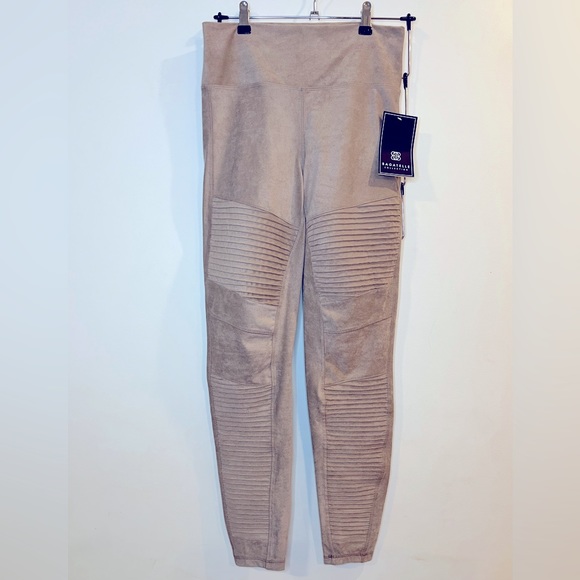 Bagatelle Women’s Faux Suede Moto Leggings - Size Medium - Color Latte - NWT - Picture 2 of 6